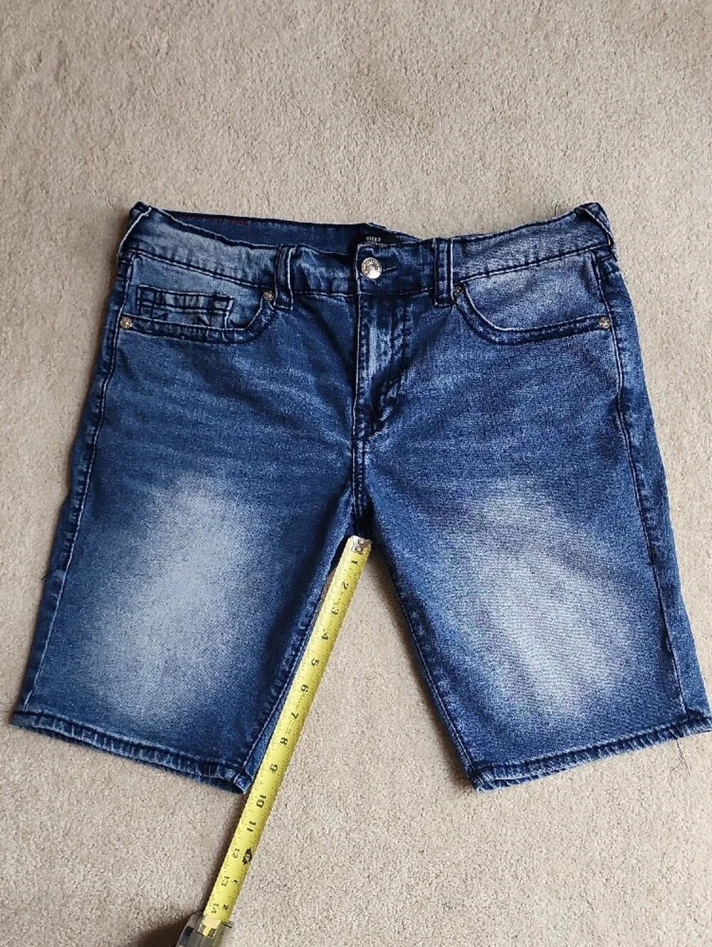 True Religion Classic Ricky Relaxed Straight  Blue Denim Shorts